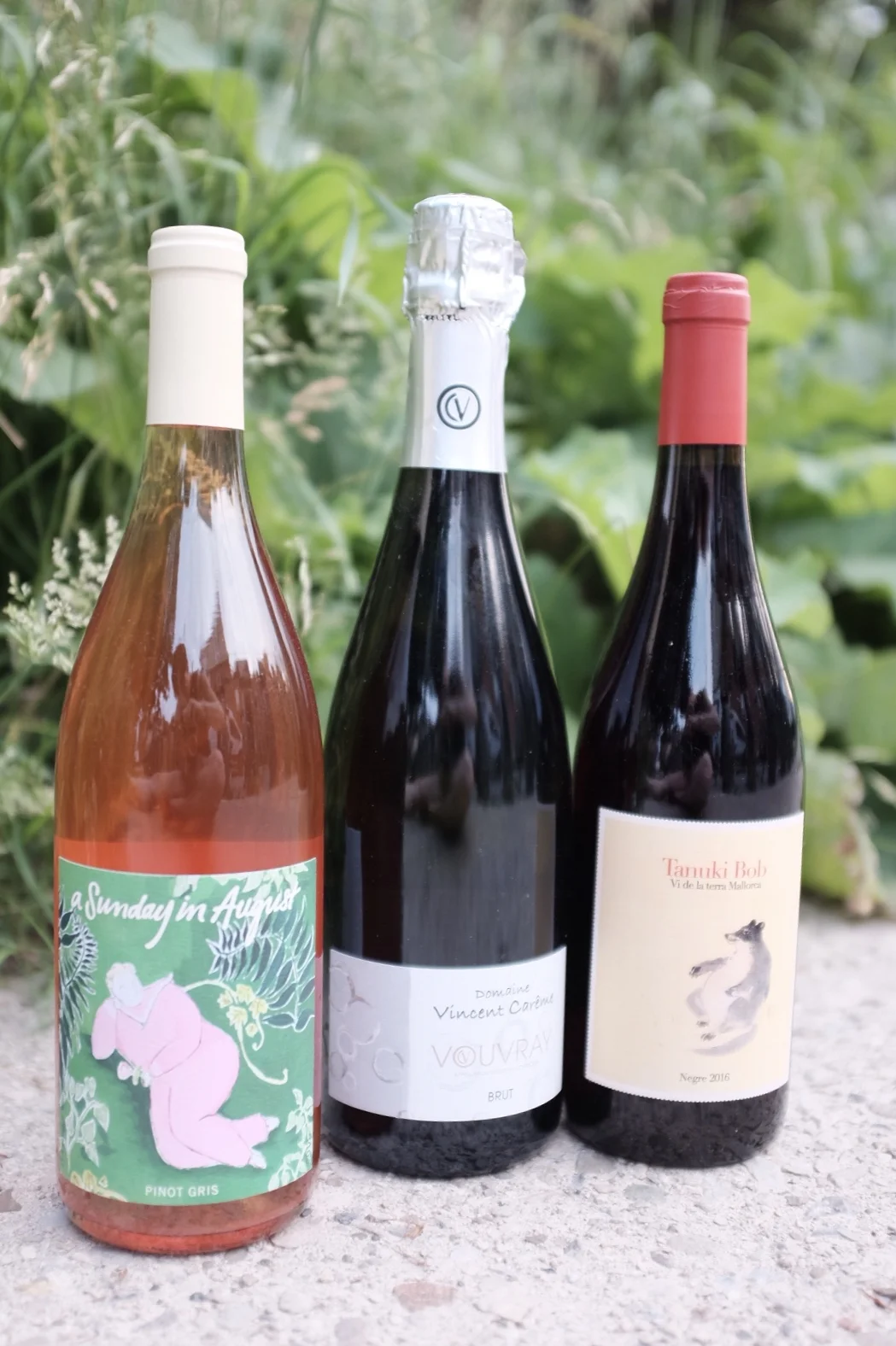 Fresh + Funky A Sunday in August Pinot Gris, Vincent Carême Vouvray Brut, 4 Kilos Tanuki Bob