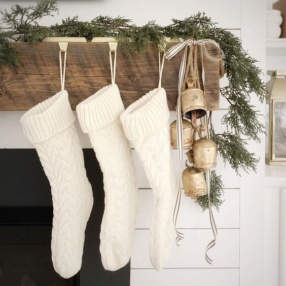 holiday home decor fireplace mantel stockings