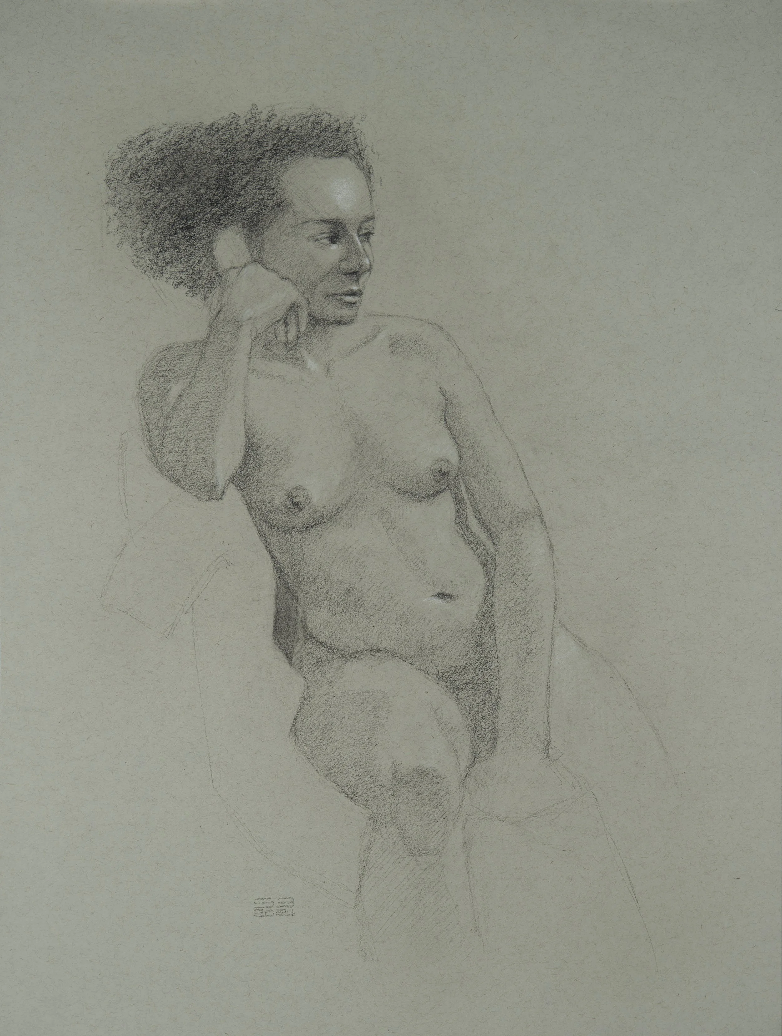 Nude 9. 18x24 Charcoal and white chalk on grey paper.  