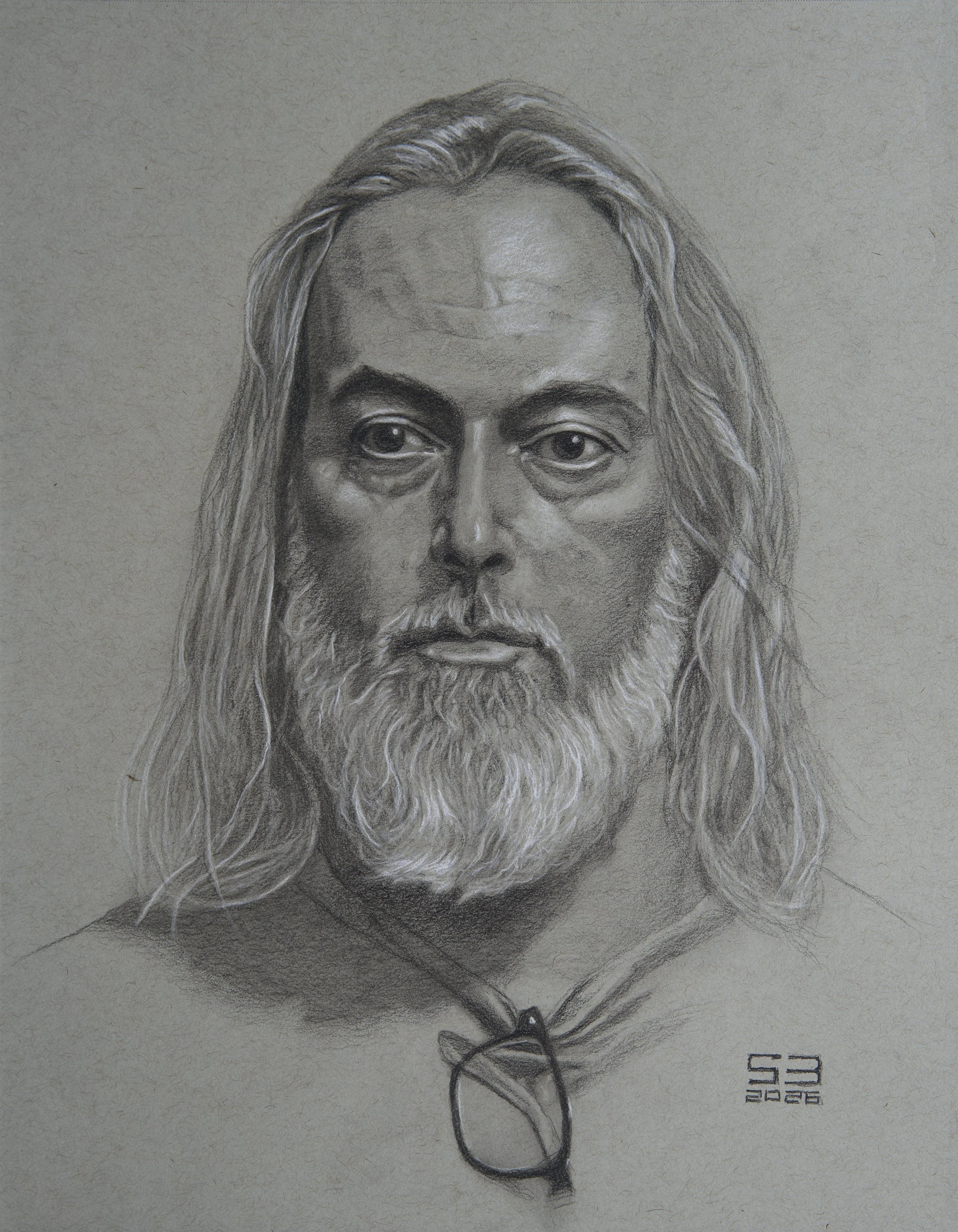 James. 11x14 charcoal on grey toned paper