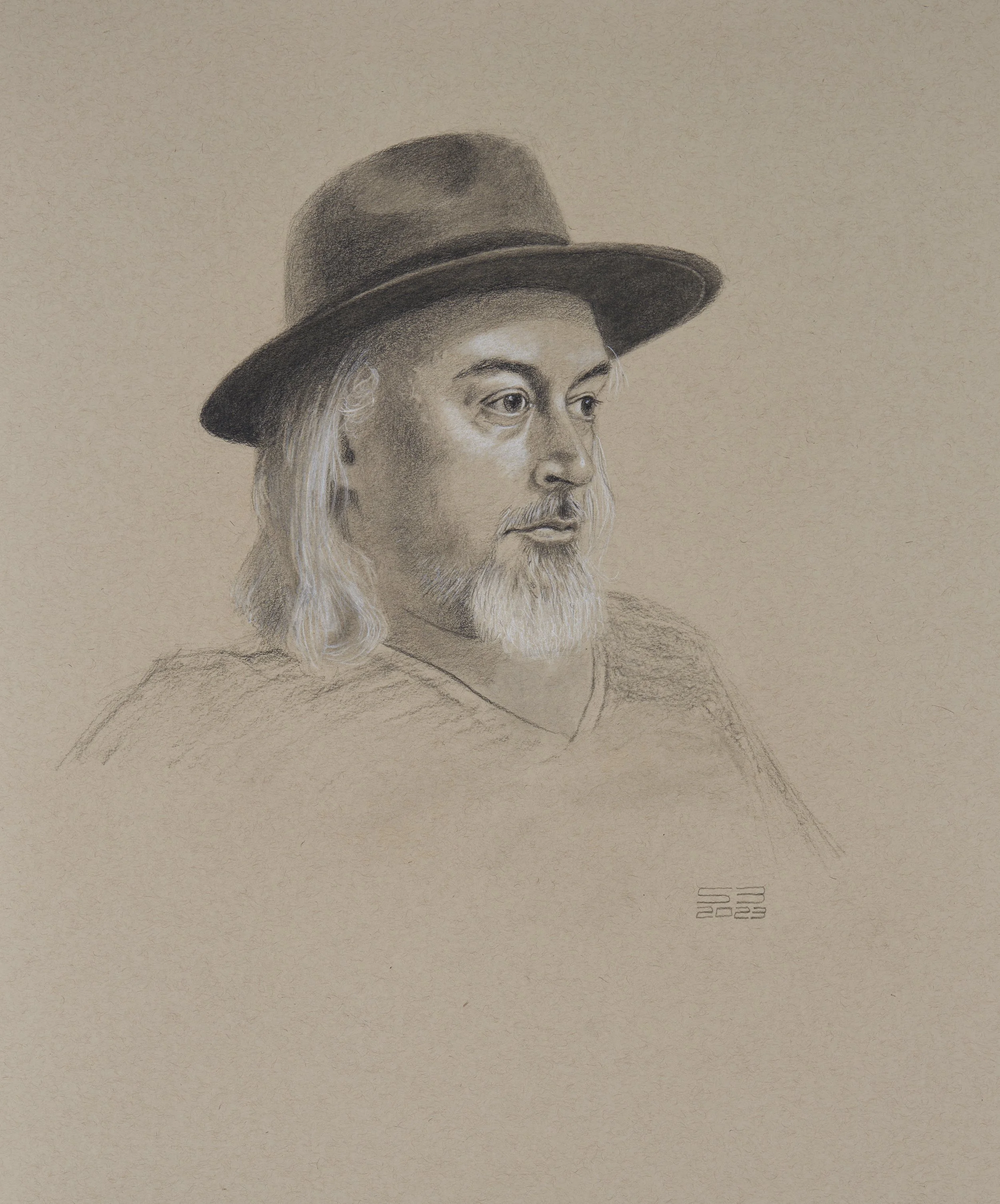 Taylor. Charcoal and white chalk on Tan paper. 18x24 