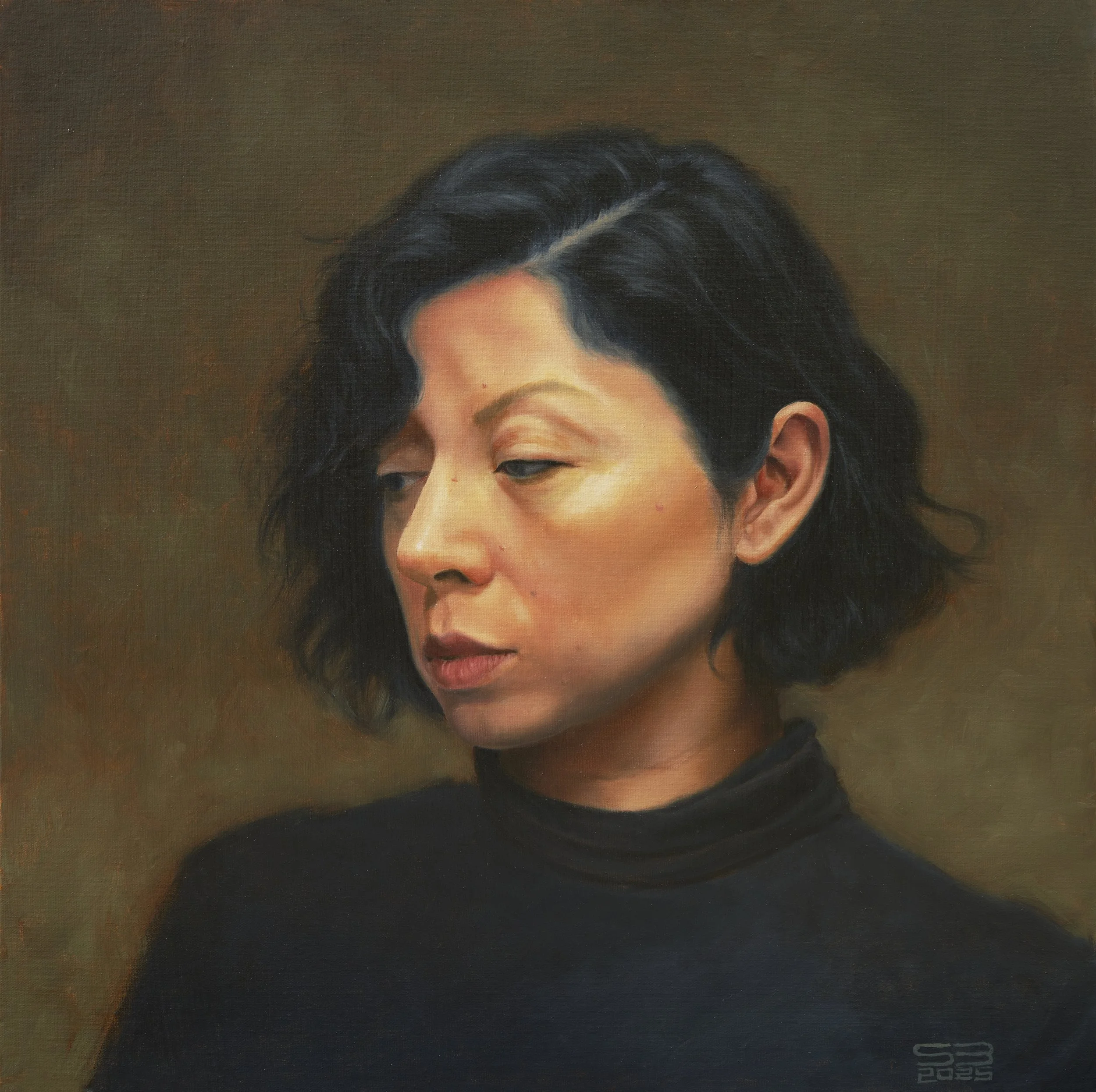 Reflective, Monica. 18x18 Oil on linen panel.
(East Oak Studio)