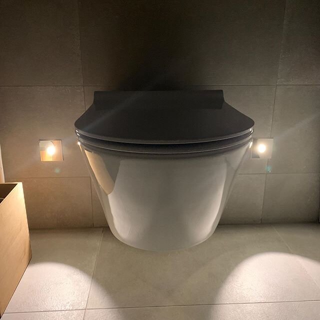 PIR sensor down lights are a great addition to your bathroom. Here we placed two miniature spot lights angled perfectly to illuminate the toilet. Lights turn on automatically when you enter the room so you can find your way in the night without resor