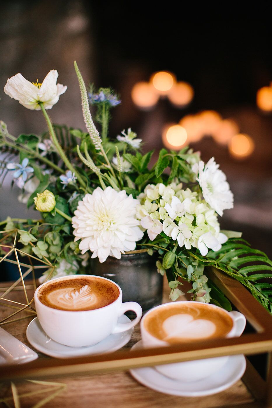 Lattes and flowers by Espresso Elegance Catering