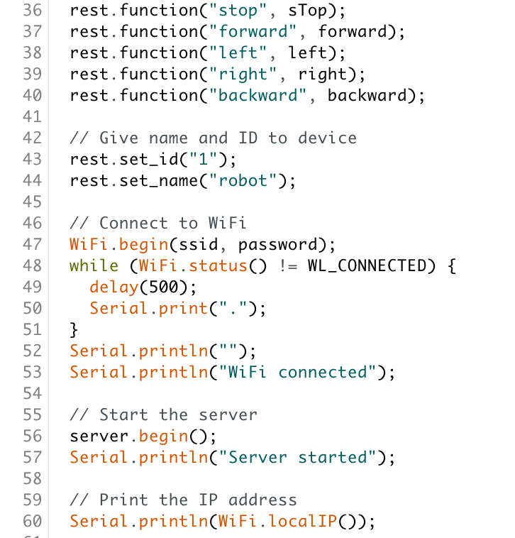 Some of the code I wrote to control the robot drone