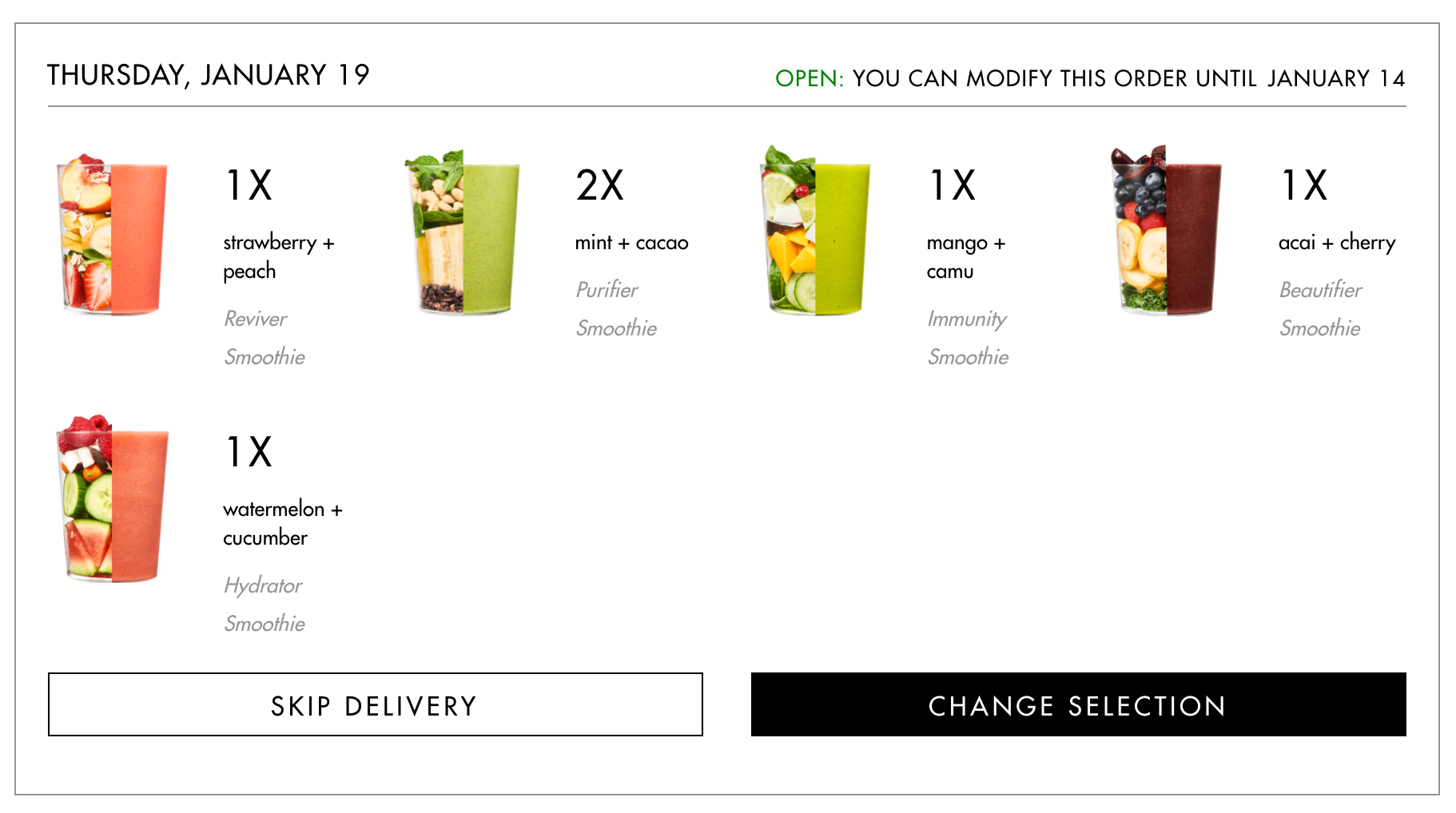 Screenshot of my favorite order combo
