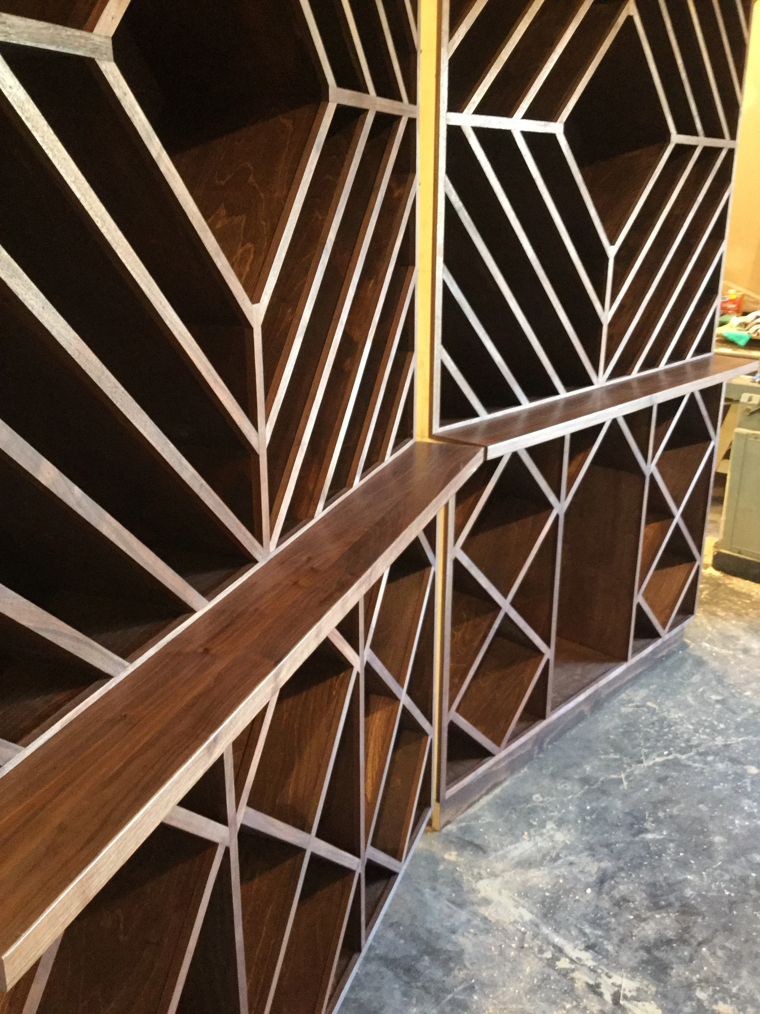  Floor to ceiling walnut wine cellar cabinets 