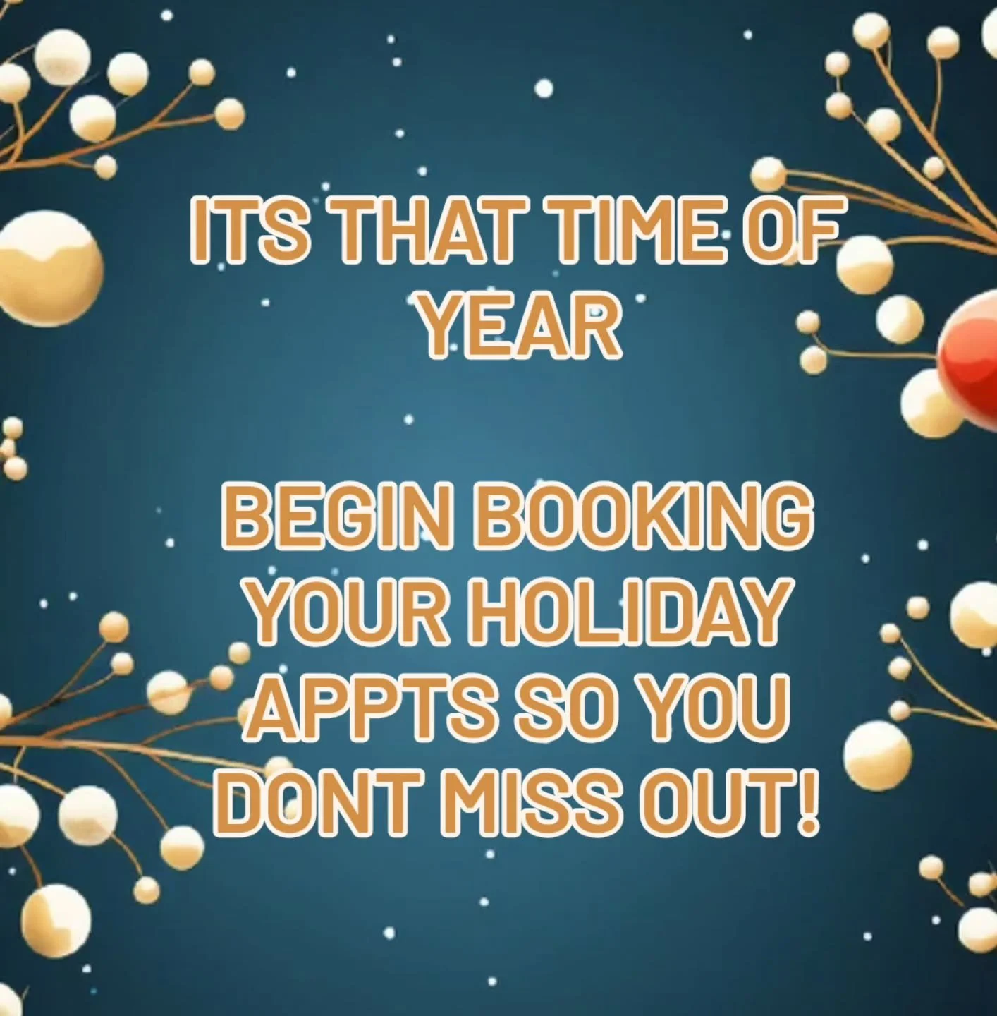It's hard to believe, but we have entered the holiday season. Don't forget to put your Thanksgiving and Christmas appts on the books! Can't wait to see you.