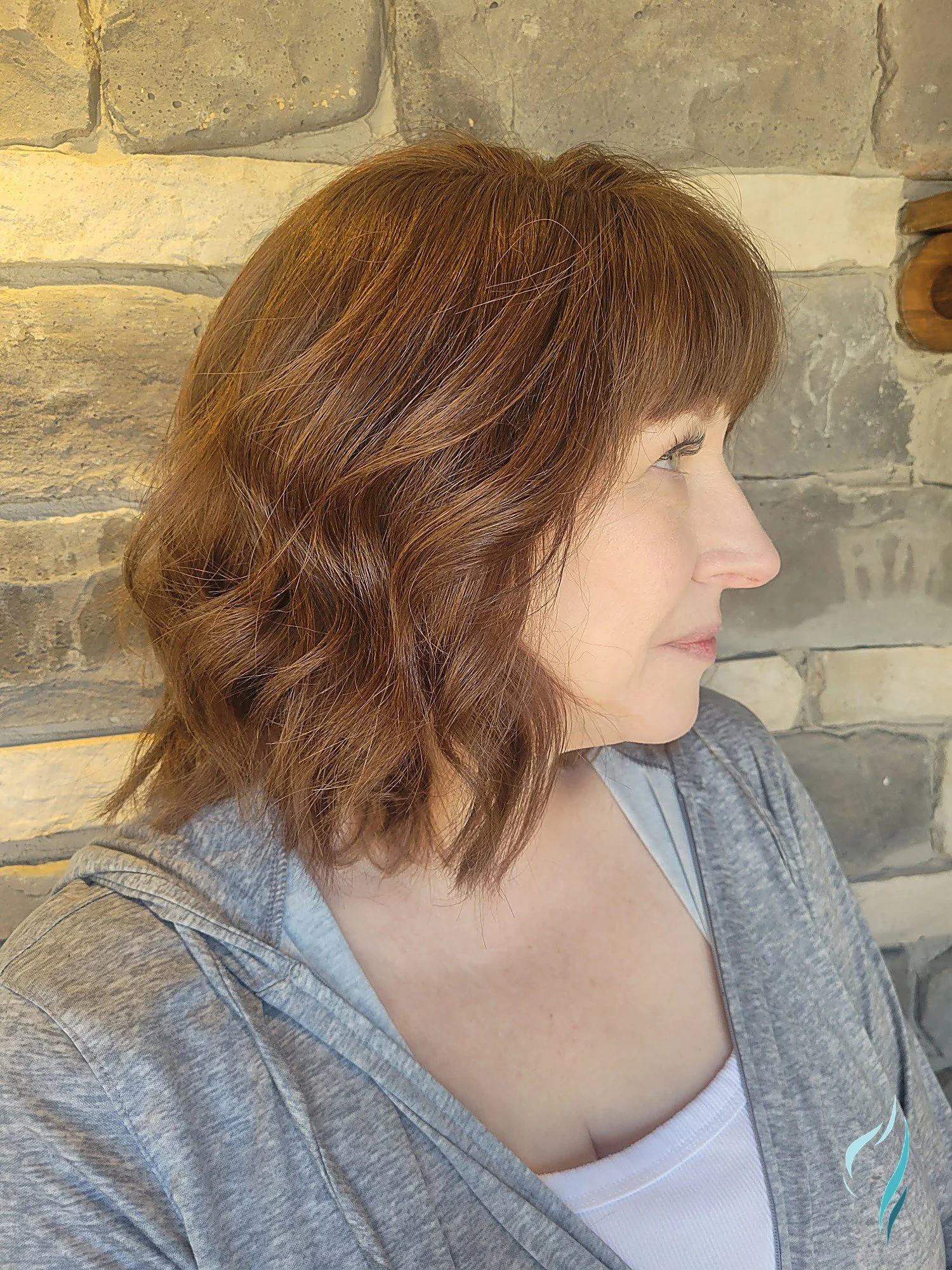 Copper balayage with wavy texture at Changing Times Hair Designs, State College, PA.