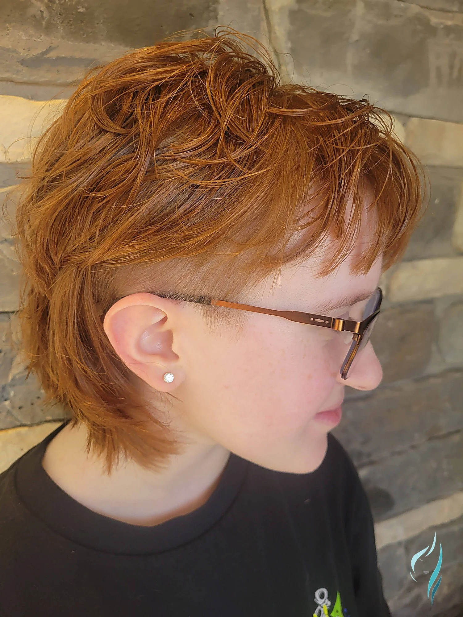 Textured copper hair with undercut by Changing Times Hair Designs, State College, PA.