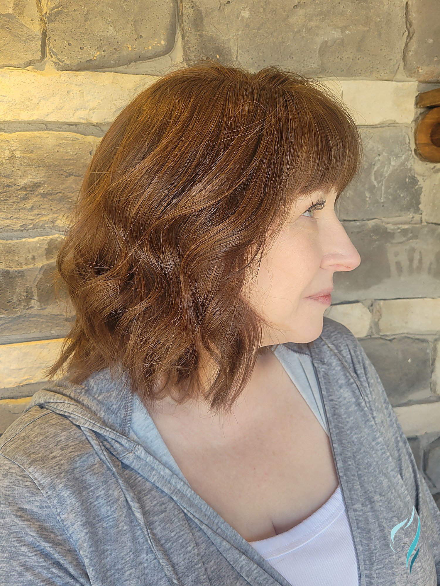 Shoulder-length auburn bob by Changing Times Hair Designs, State College, PA.