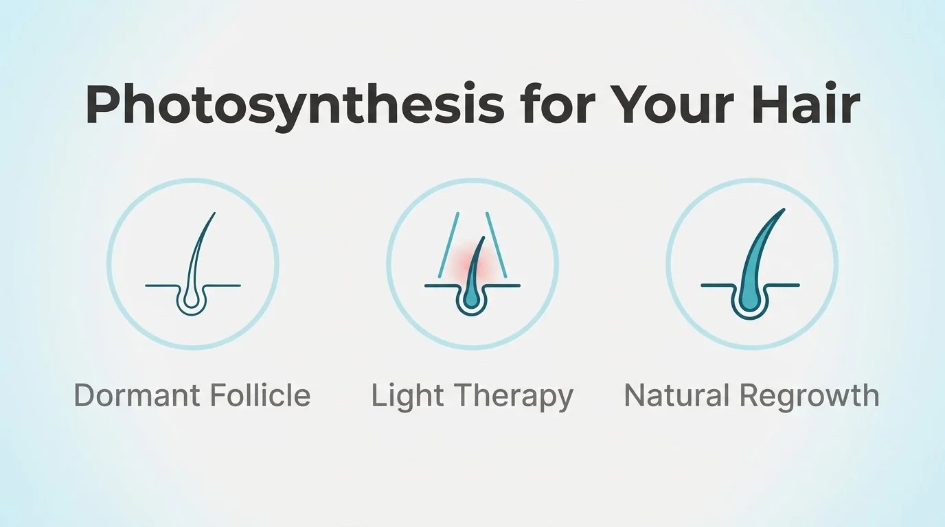 3-step process showing how laser light therapy regrows hair in State College PA