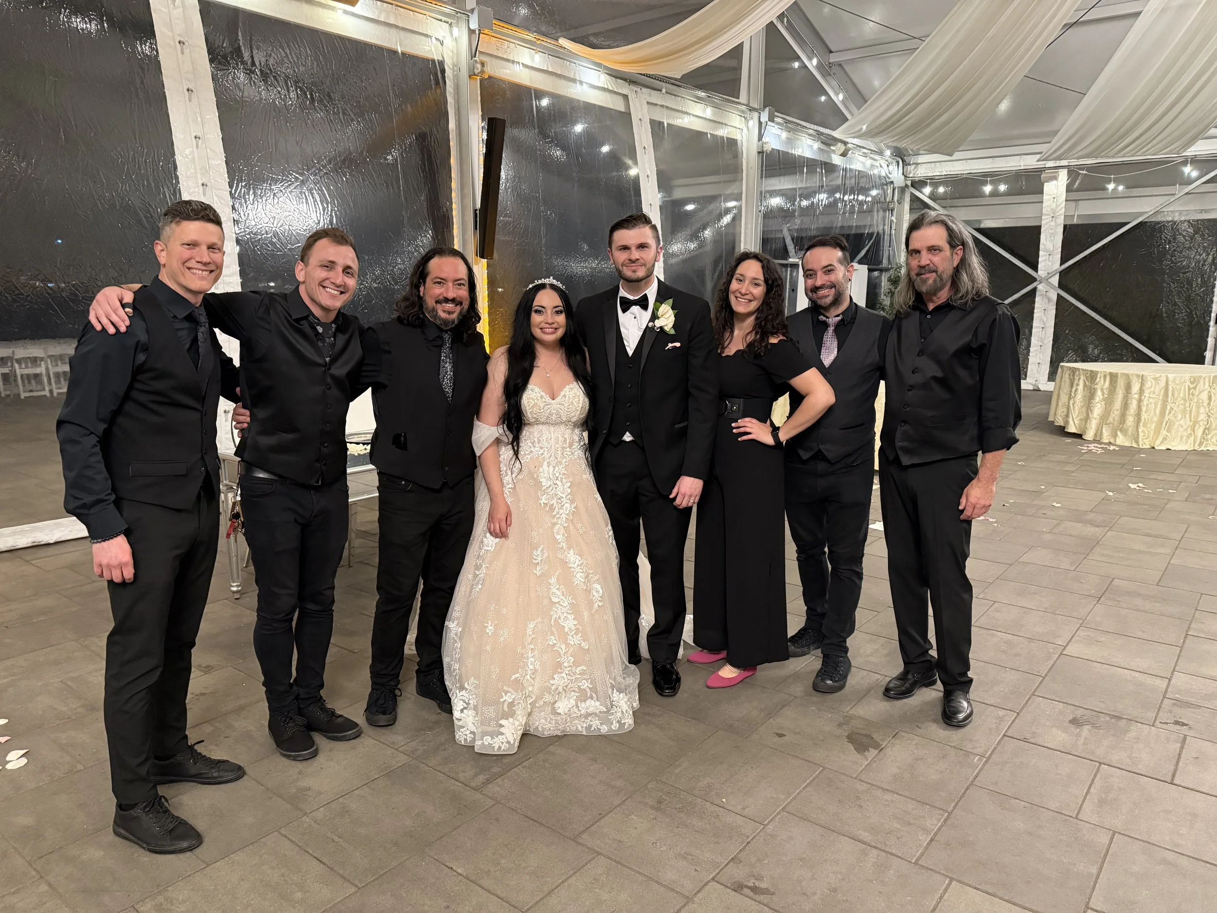  “From the moment we heard “No Standards” play in person when we visited them the first time, we knew that they were the perfect band for our wedding day. They have such an amazing dynamic and play beautifully together. Our cocktail hour way magical 