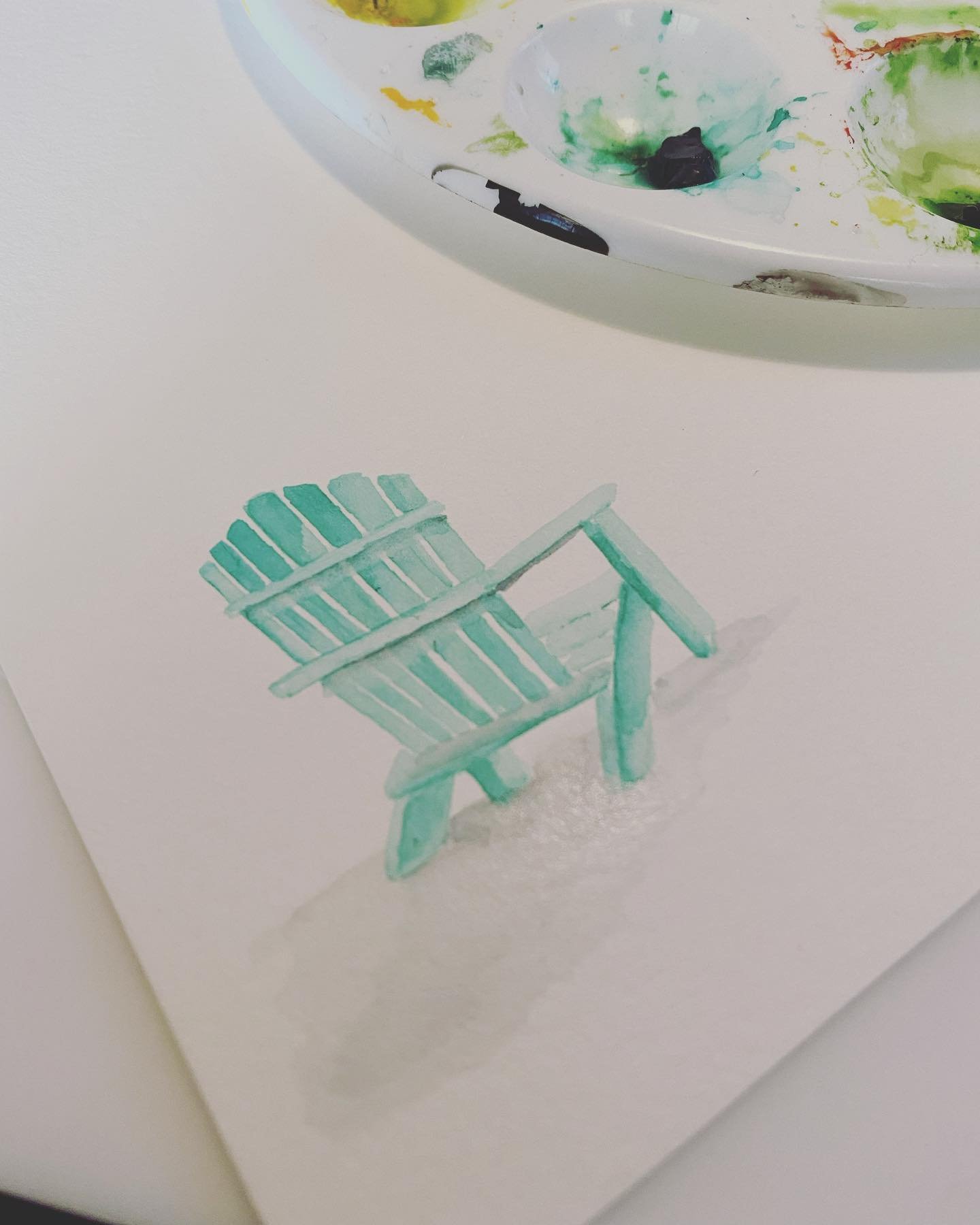 Wish I was sitting in this chair ☀️⛱ #watercolorillustration  #beachplease
