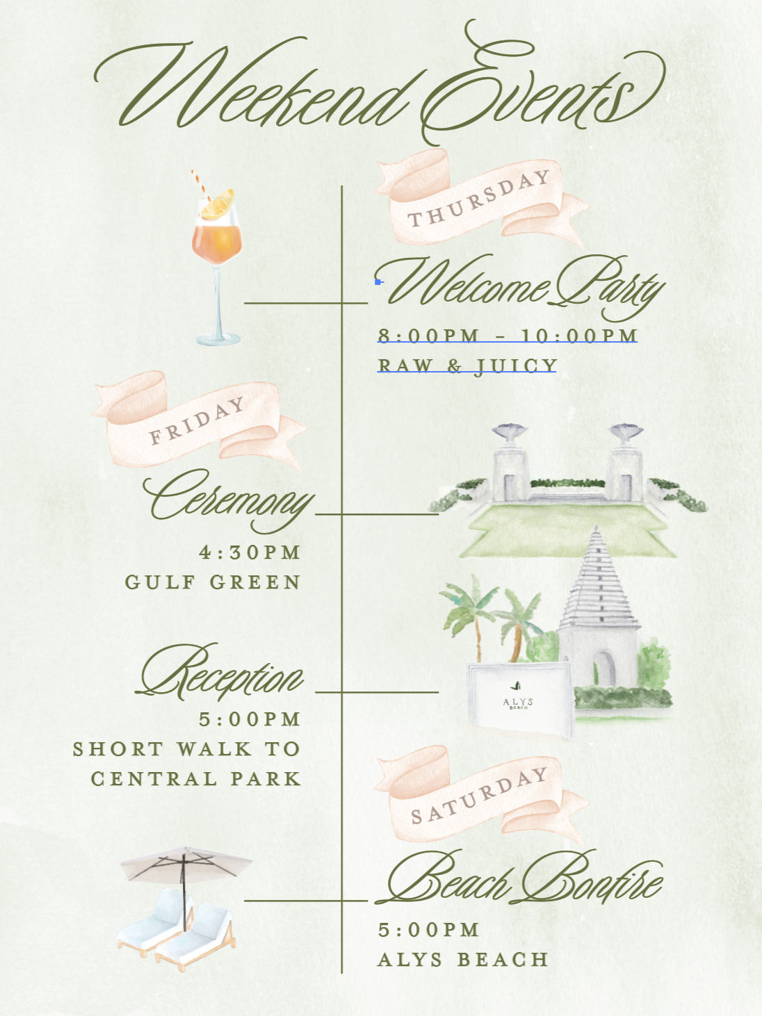 Alys Beach, Florida - Wedding Timeline