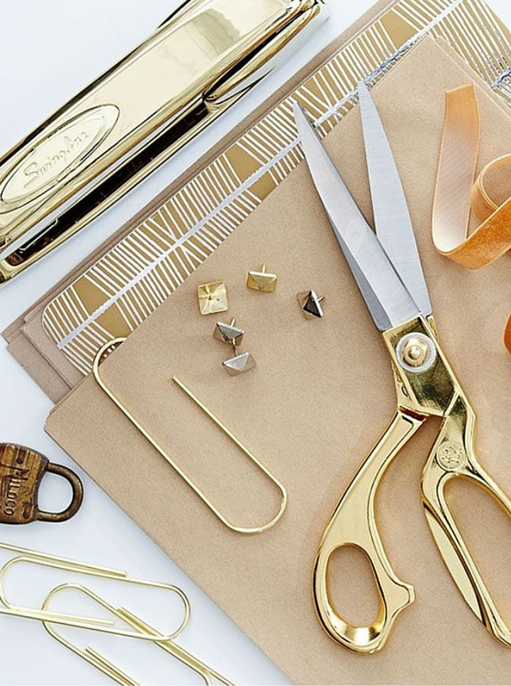 These gold accent pieces are captivating and bring a sophistication and polish to the home office. 