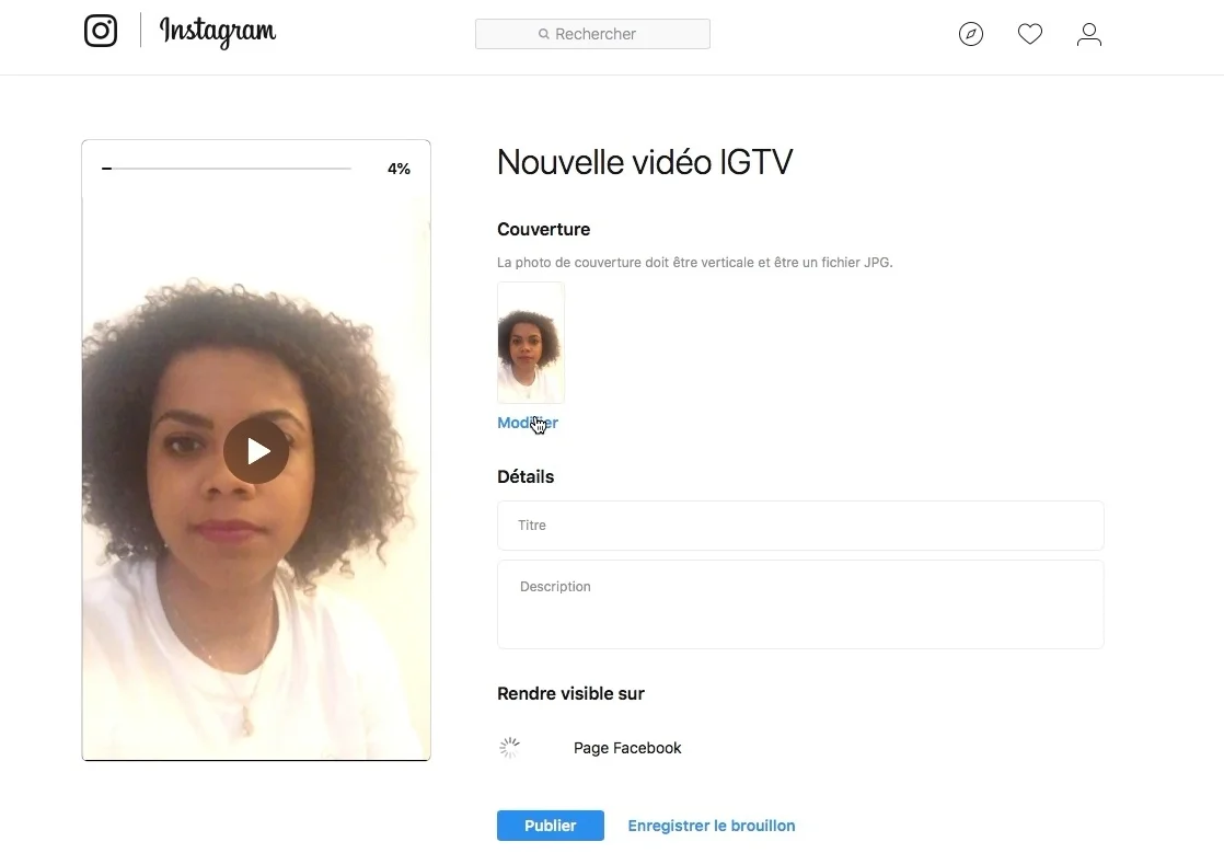 IGTV comment modifier couverture de la vidéo