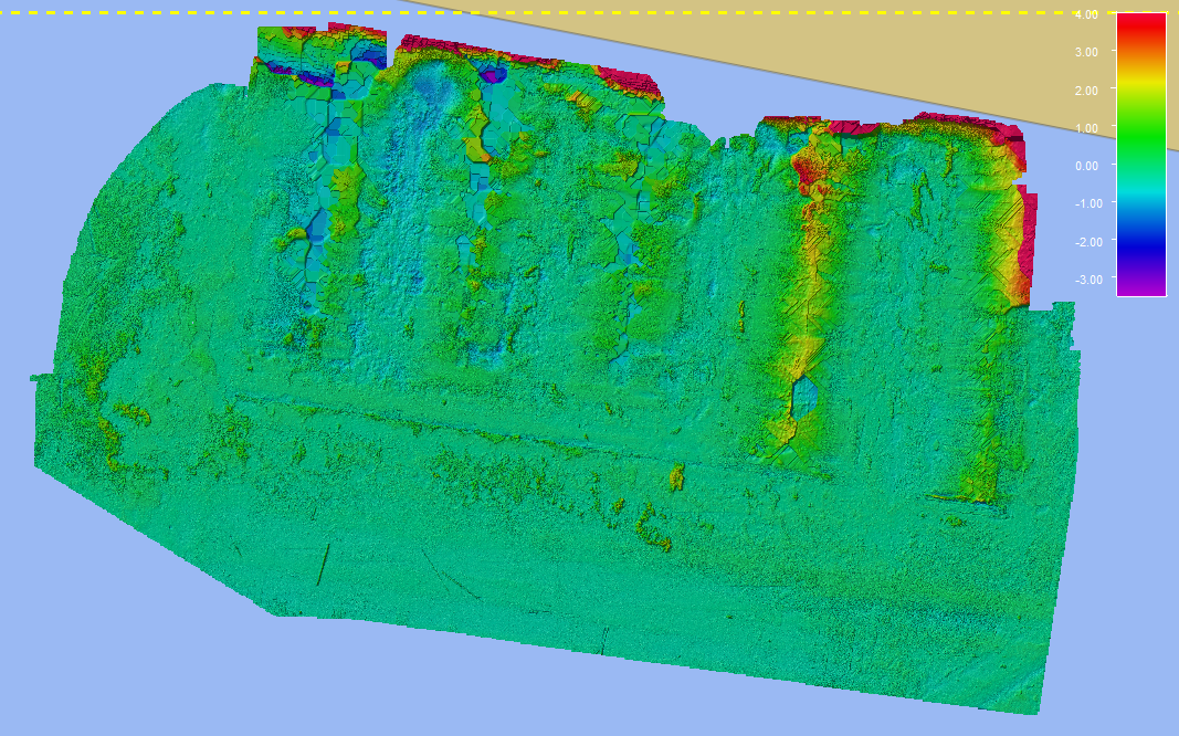 Harbor Village Marina: The height differences are the year over year changes in the lakebed surrounding the marina using overlayed images.