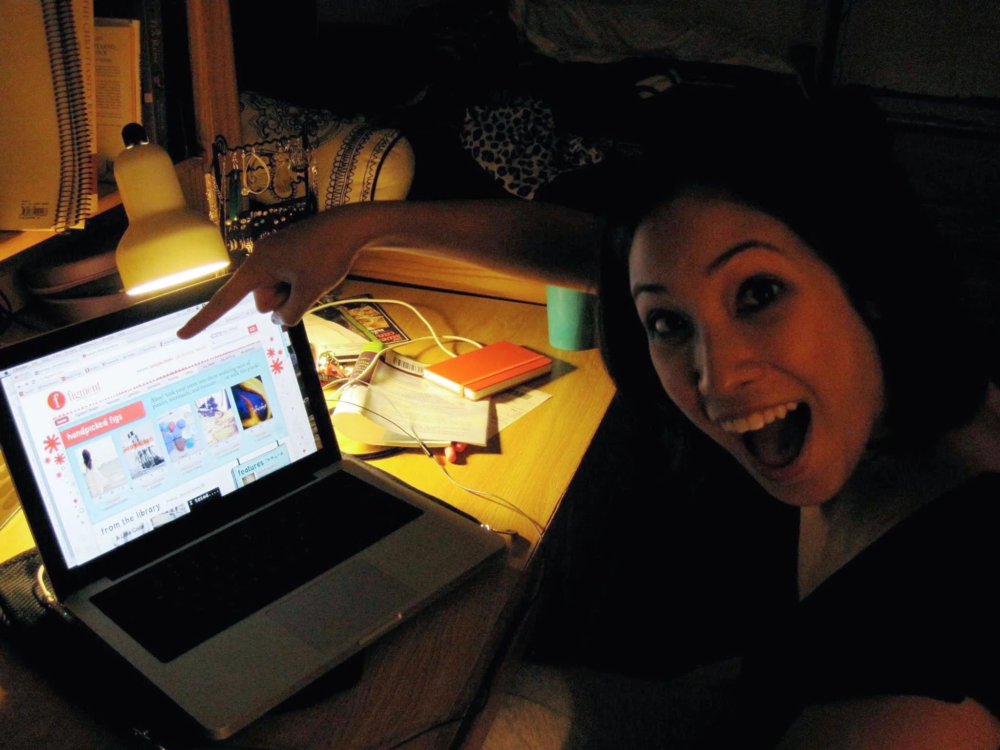 That one time I was a "Featured Fig" on the homepage for a week and I freaked out and my college roommate was so proud that she took a photo of me freaking out.