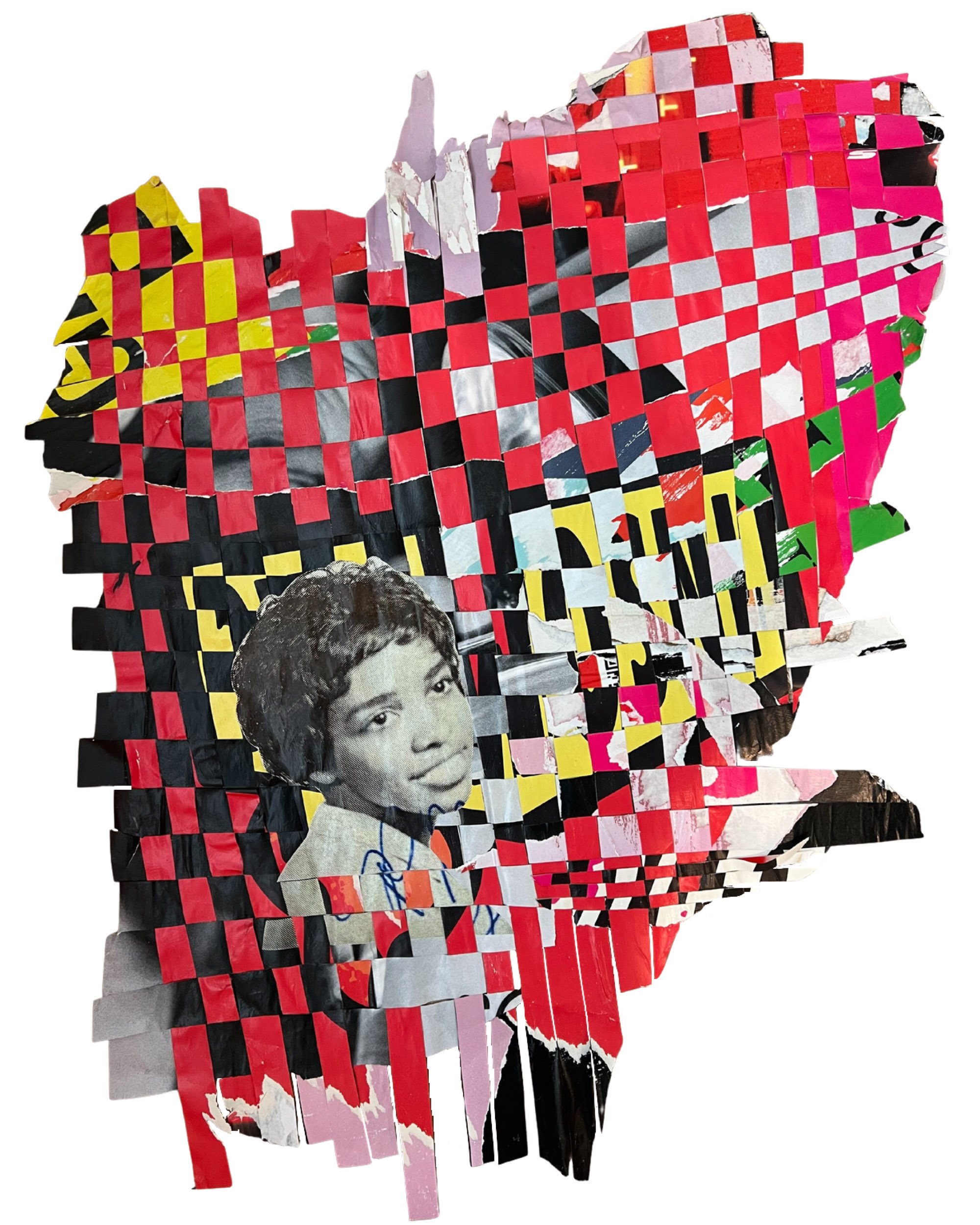 Beverly Weave #1 - Paper & found street poster. 30 X 40in. 2021.