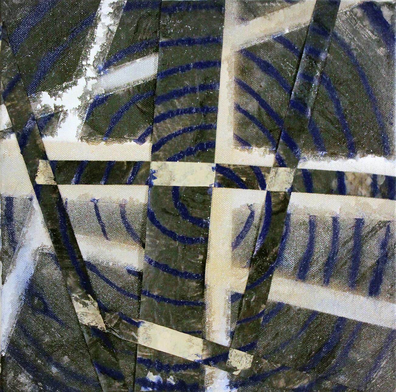 Colder Than December - Acrylic and oil paint with masking tape and glitter