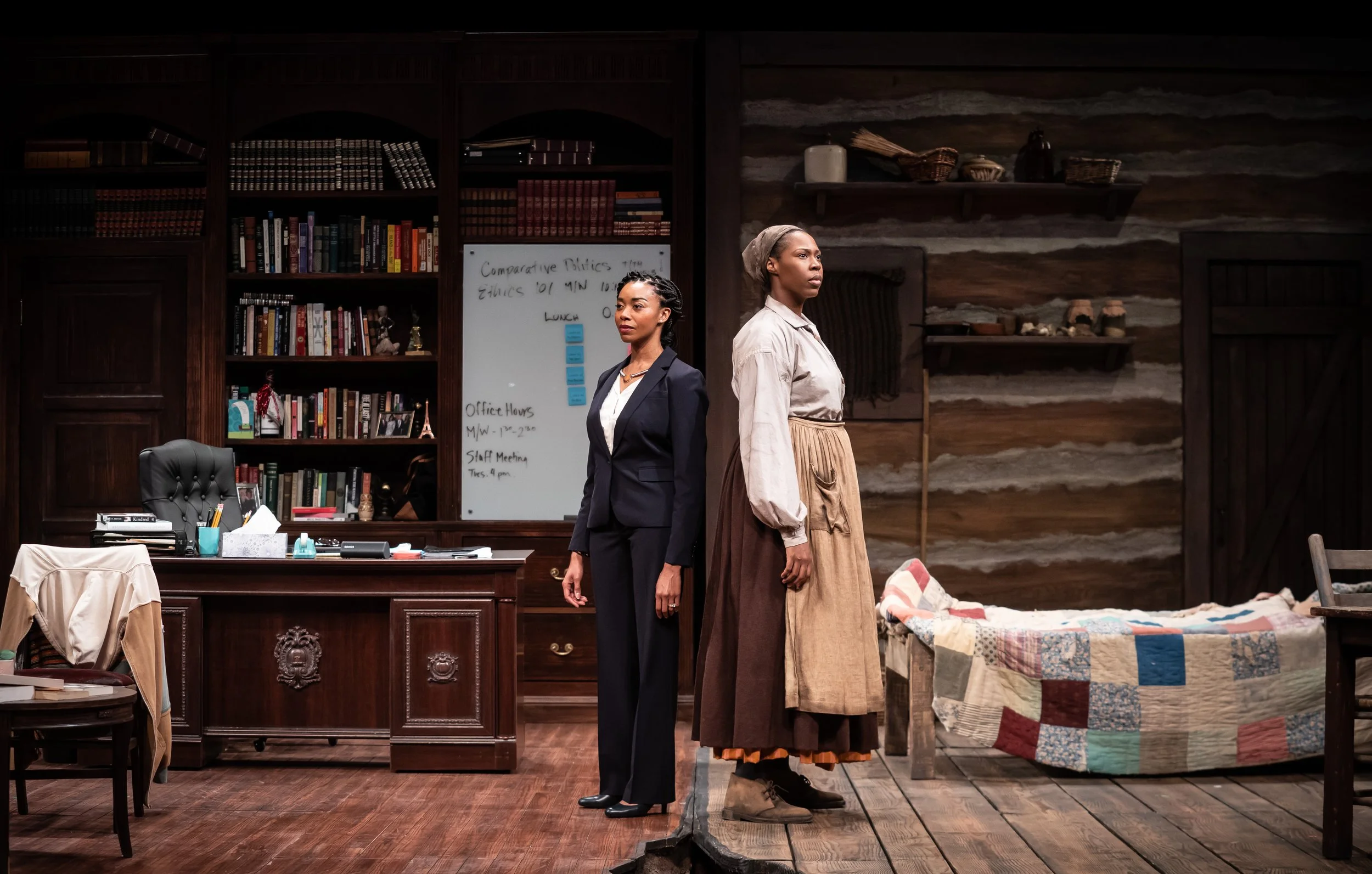 Confederates interweaves scenes about two black women whose stories are separated by more than 150 years. 