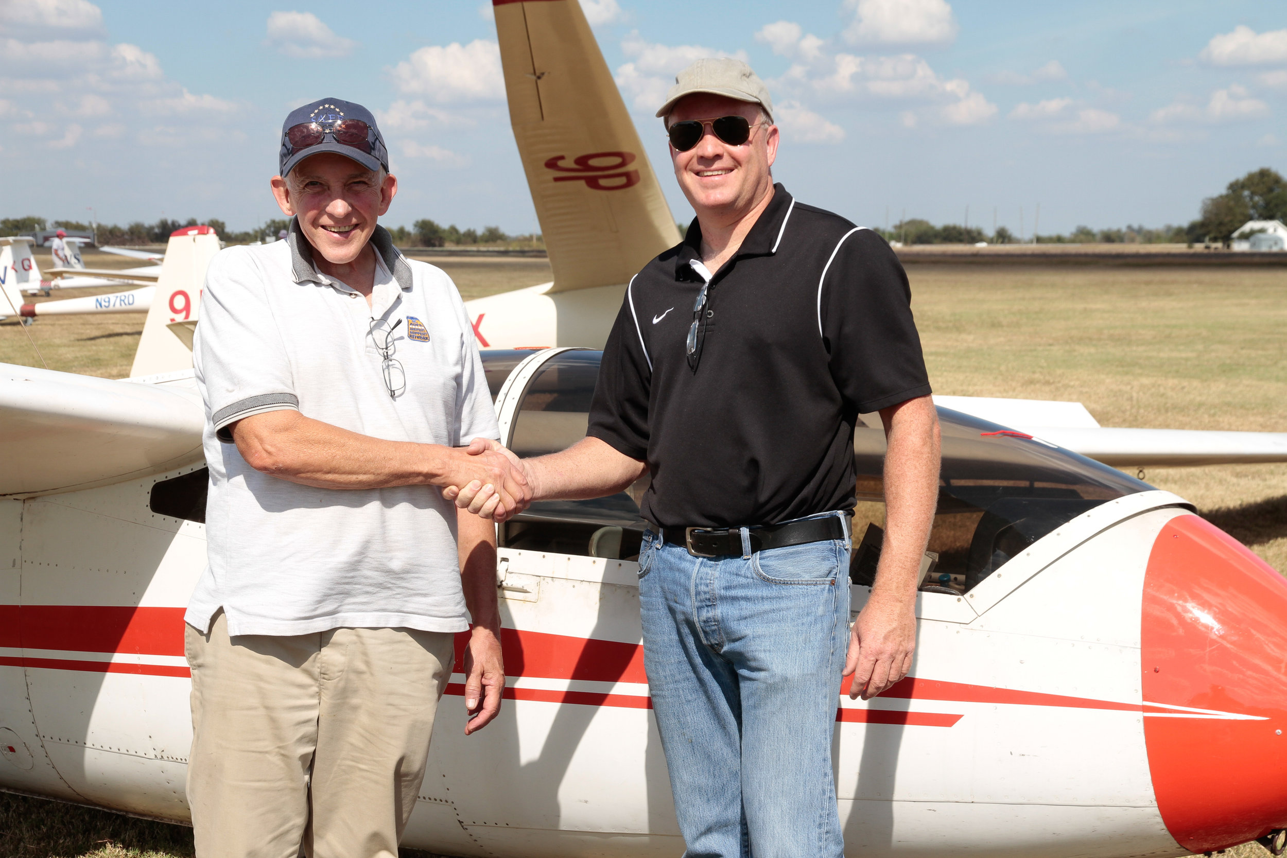 Keith Terhune (right) passes his check-ride with DPE Gregg Squires in October 2016.