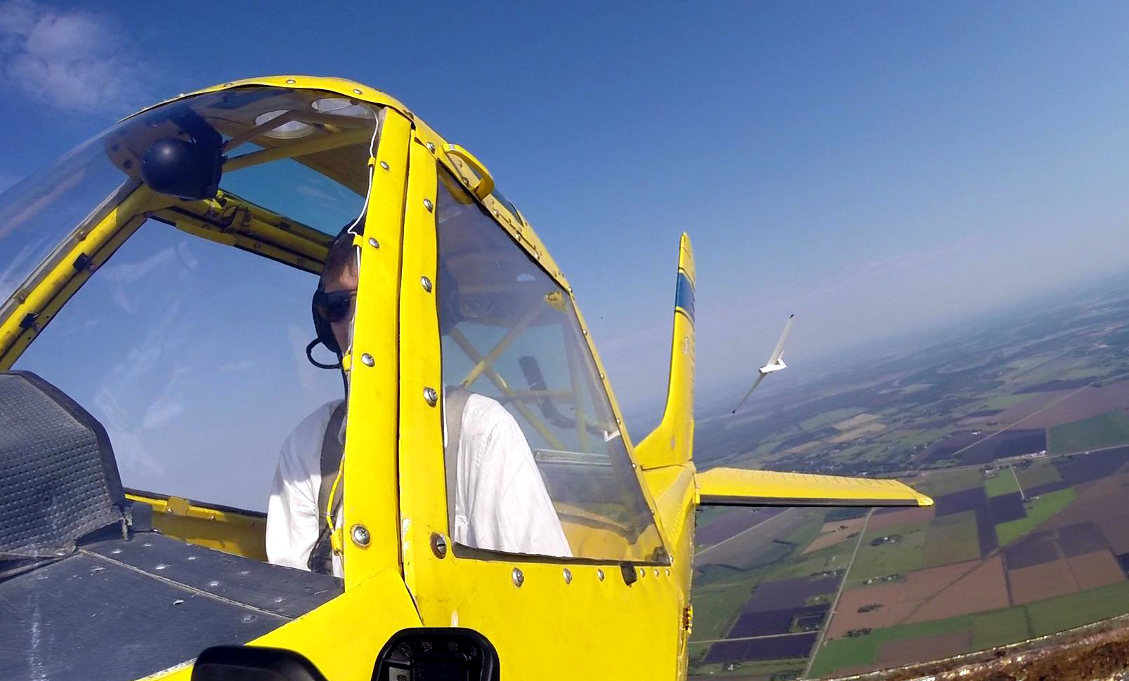 The towplane just after the glider has released from the towrope.
