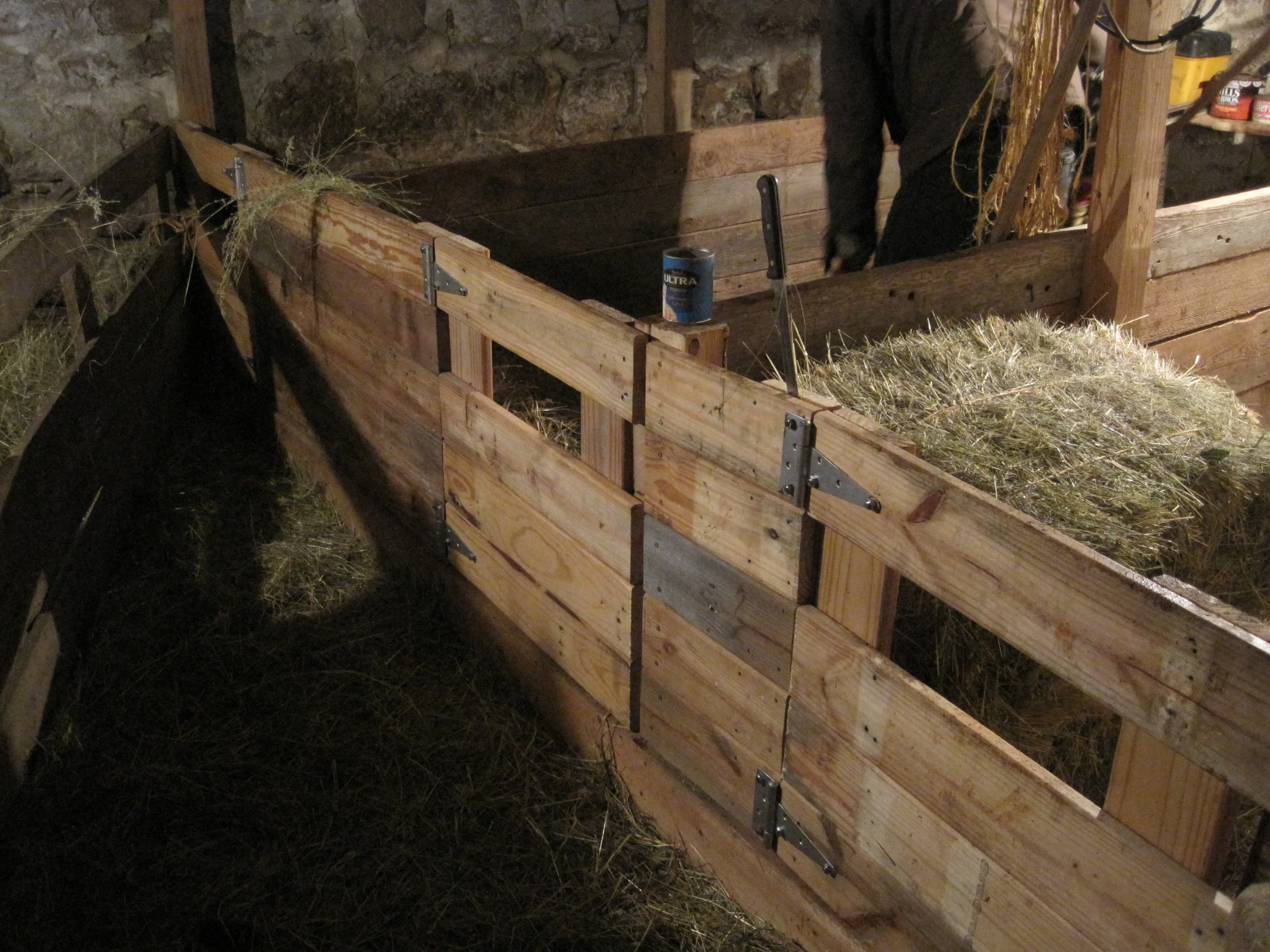 New gates, pen walls and posts, all constructed of salvaged lumber.
