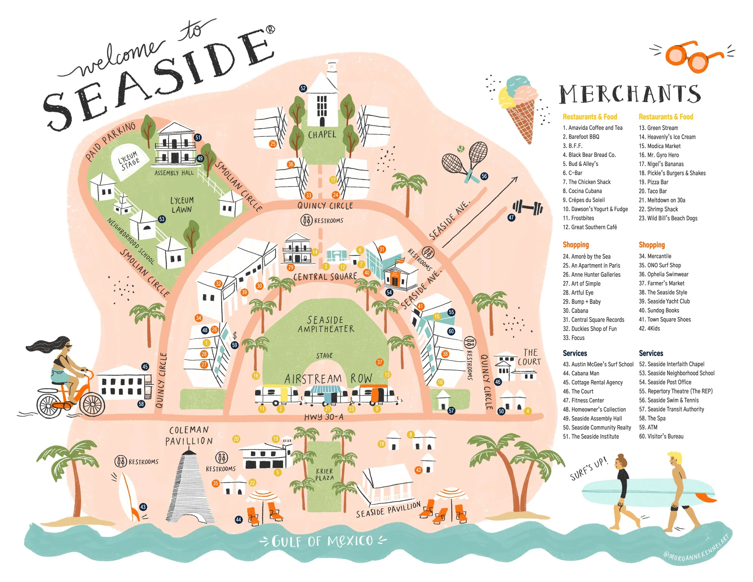Illustrated Map for Seaside, FL