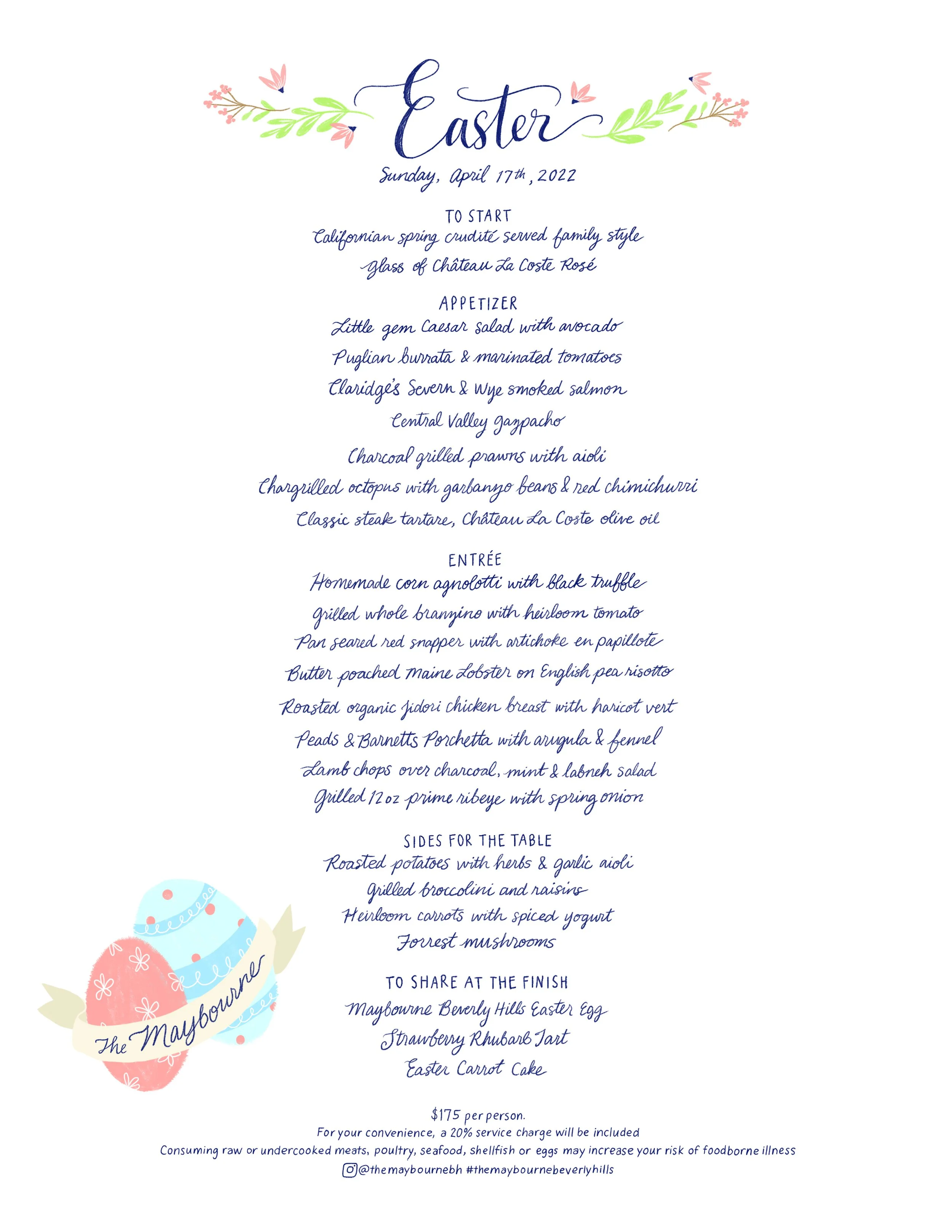  Hand Lettered Menu  2022 