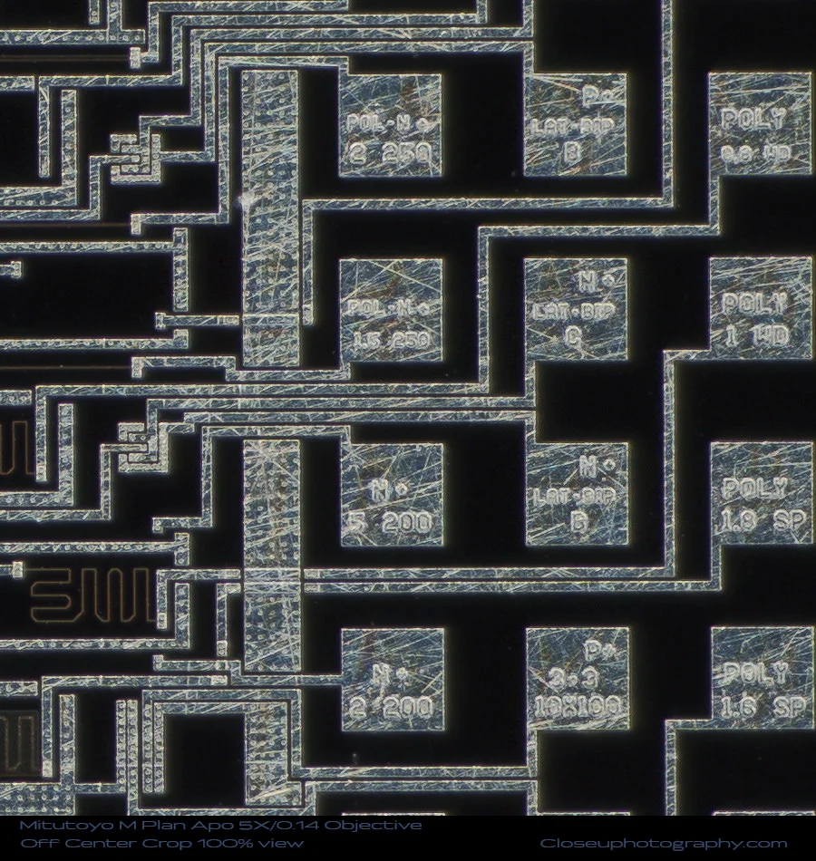 Mitutoyo M Plan Apo 5X/0.14 ∞/- Objective 100% View Off Center Crop at 4x