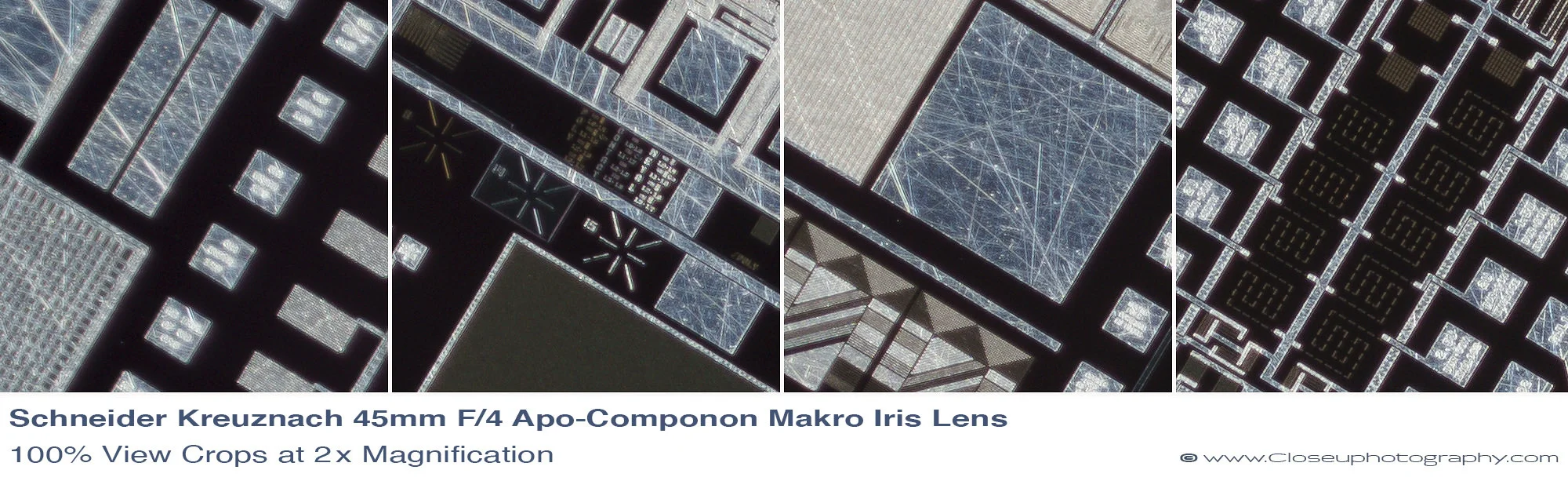 Schneider APO-Componon 45mm f4 Makro Iris Machine Vision Lens 100% crops at 2.1x