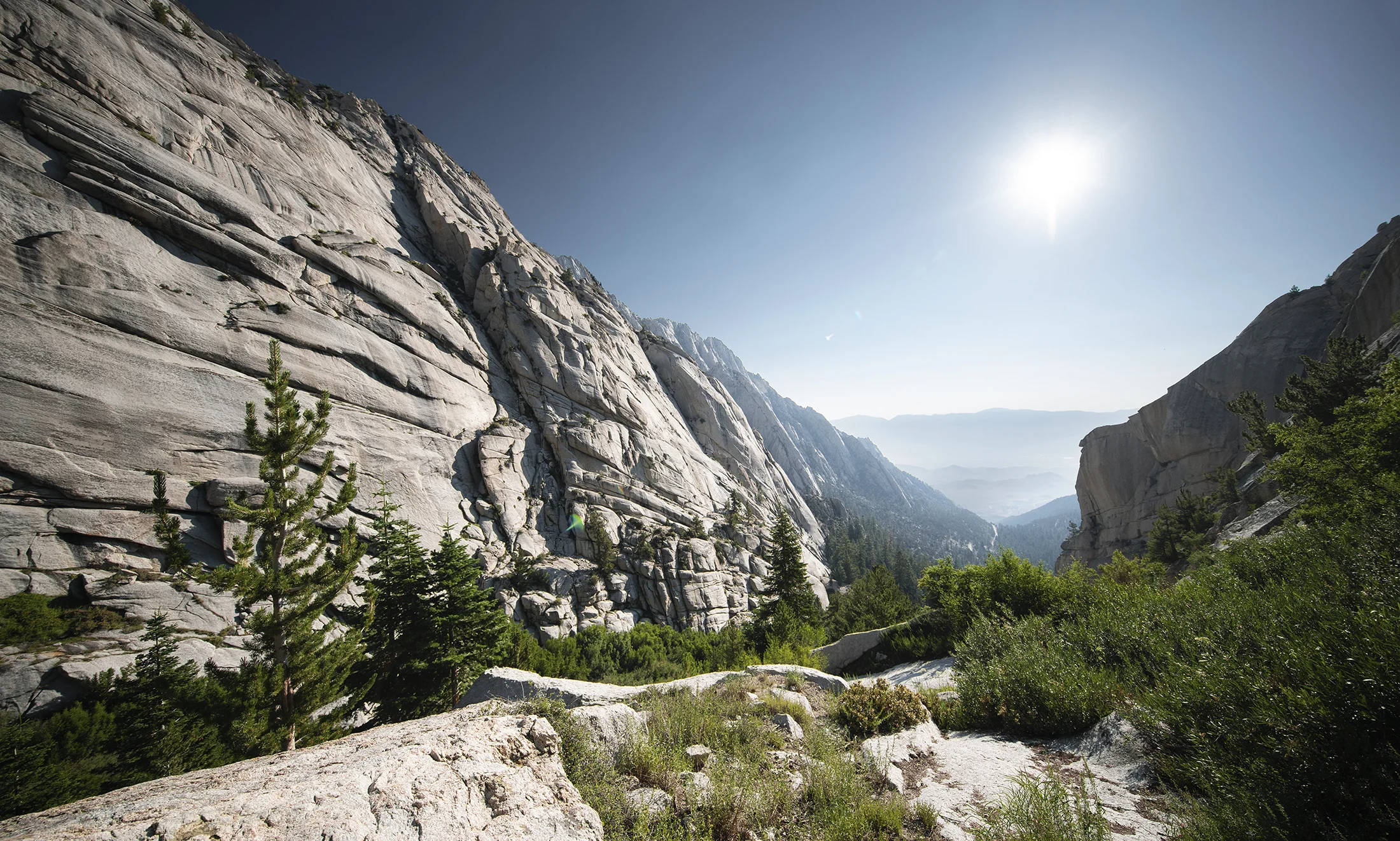 Looking back at Whitney Portal, somewhere around the halfway-point to Lower Boy Scout Lake