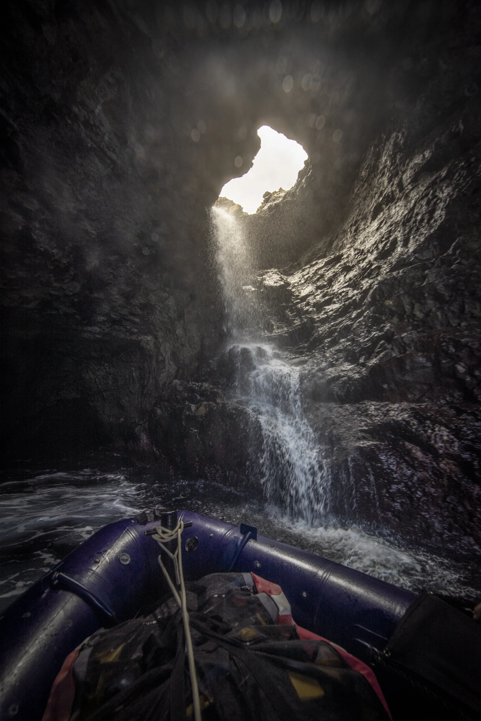 A smudgy shot of the front of the waterfall