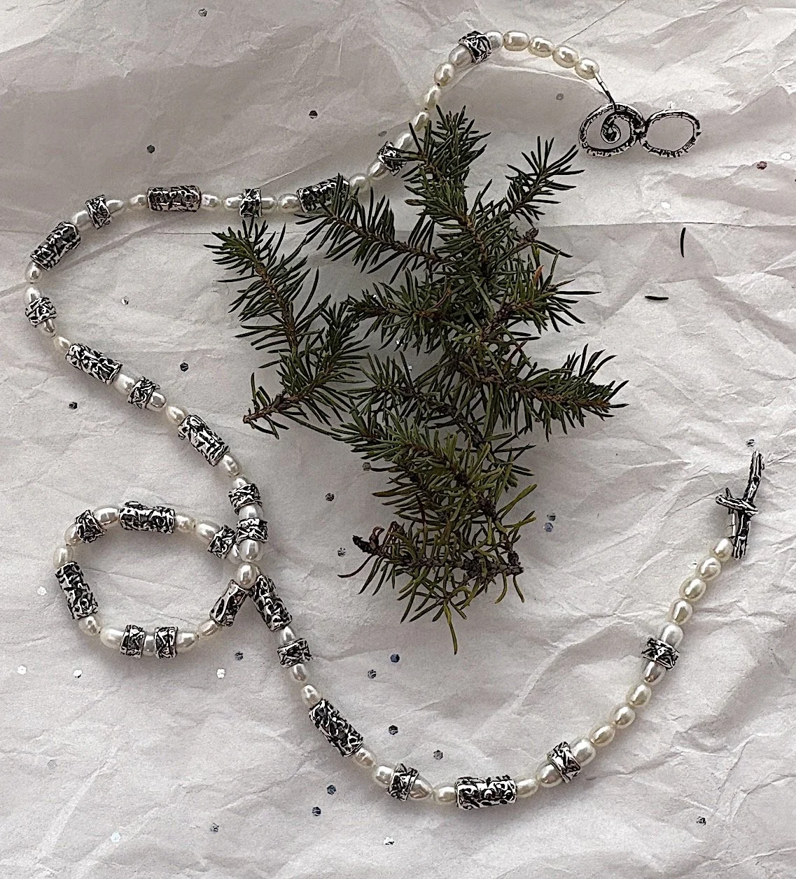 New! Moonlight on Water Necklace... Sterling Silver and Pearls