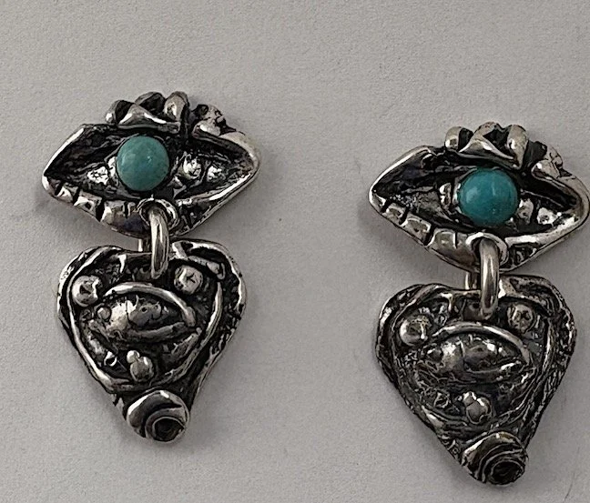 Petite Talisman Hearts ...sterling silver and turquoise
