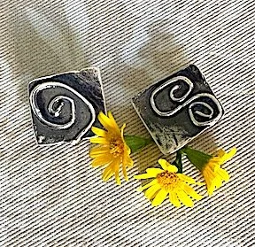 Infinity Squares sterling silver earrings