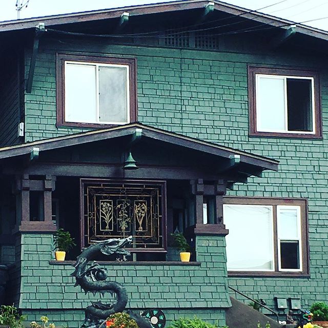 Green dragon spirit house. #sandiegosighting #dragon