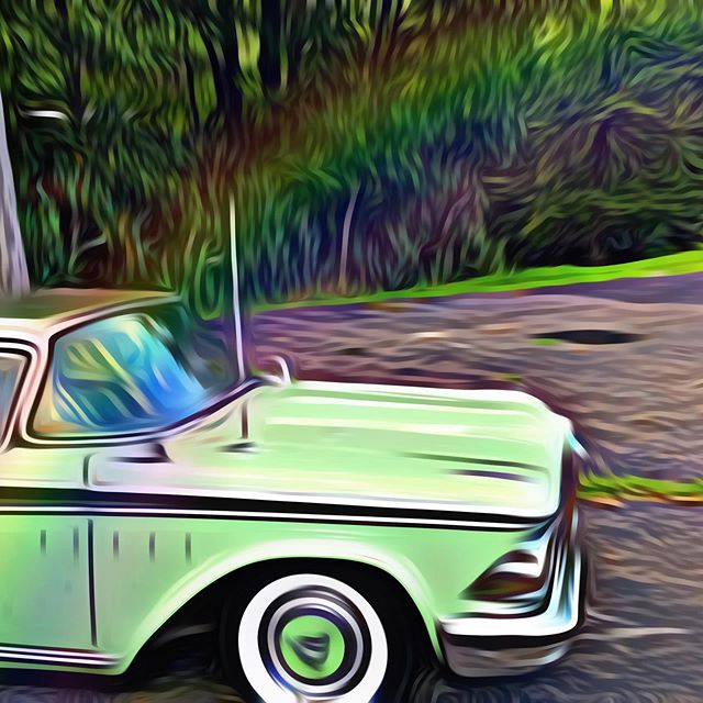 Happened upon this old car during my travels. My graphic designer (aka my daughter) edited the photo. I love old cars and this one was the right color!! #greenskybookkeeping #teachthemyoung