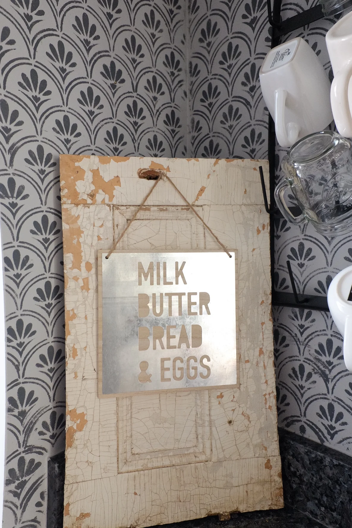 Stencil: @Royal Design Studio; Sign: @Target; Mug Rack: @DecorSteals