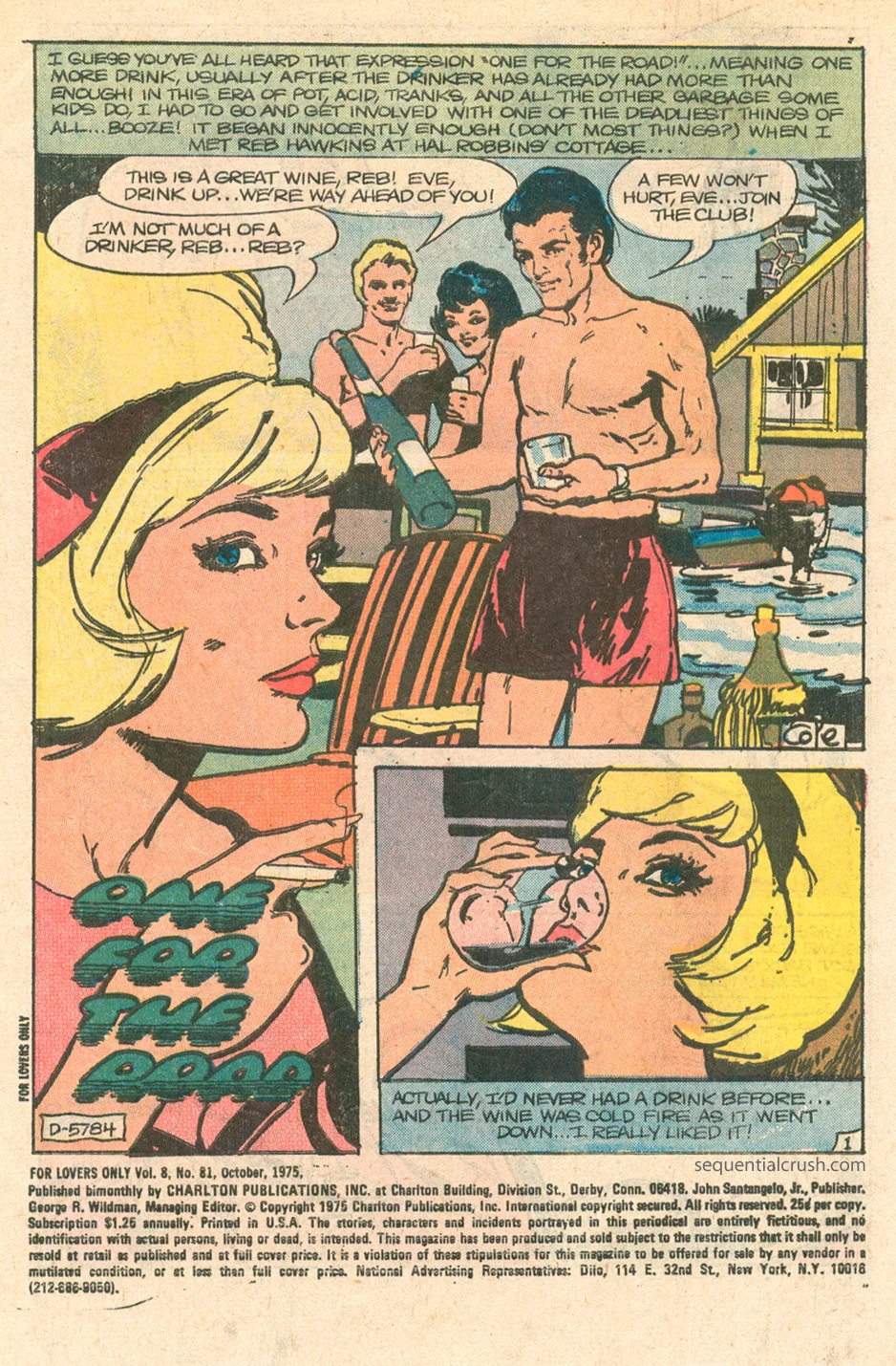 Romance comic books and serious issues alcoholism Charlton comics