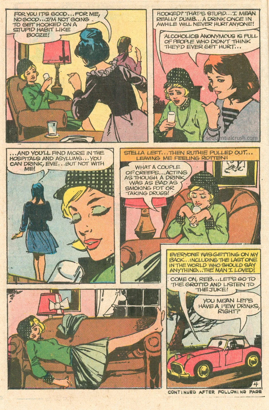 Romance comic books and serious issues alcoholism Charlton comics