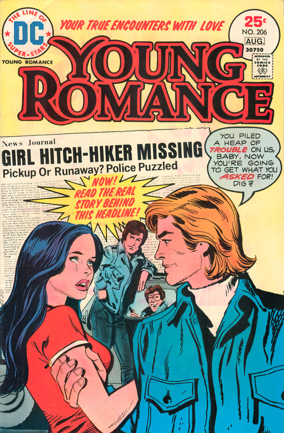 Serious Topics In 1970s Romance Comics Girl Hitch Hiker Missing