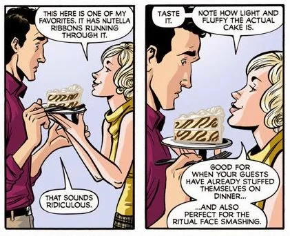 Gigi and Will romance comic book divorce attorney and wedding planner