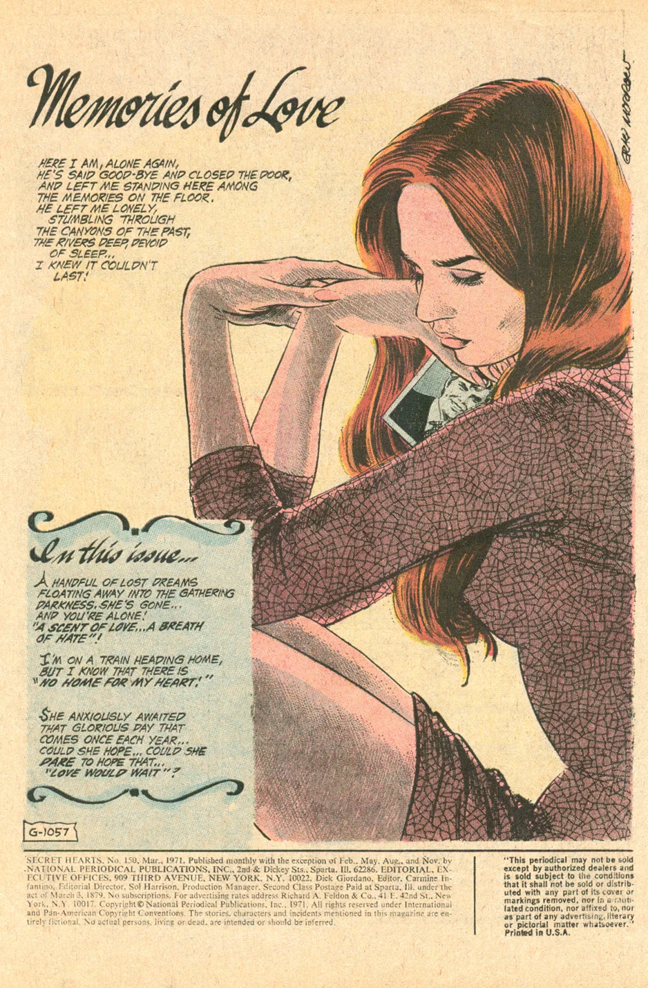 Illustrated by Gray Morrow, Script by Len Wein from Secret Hearts #150 (March 1971)