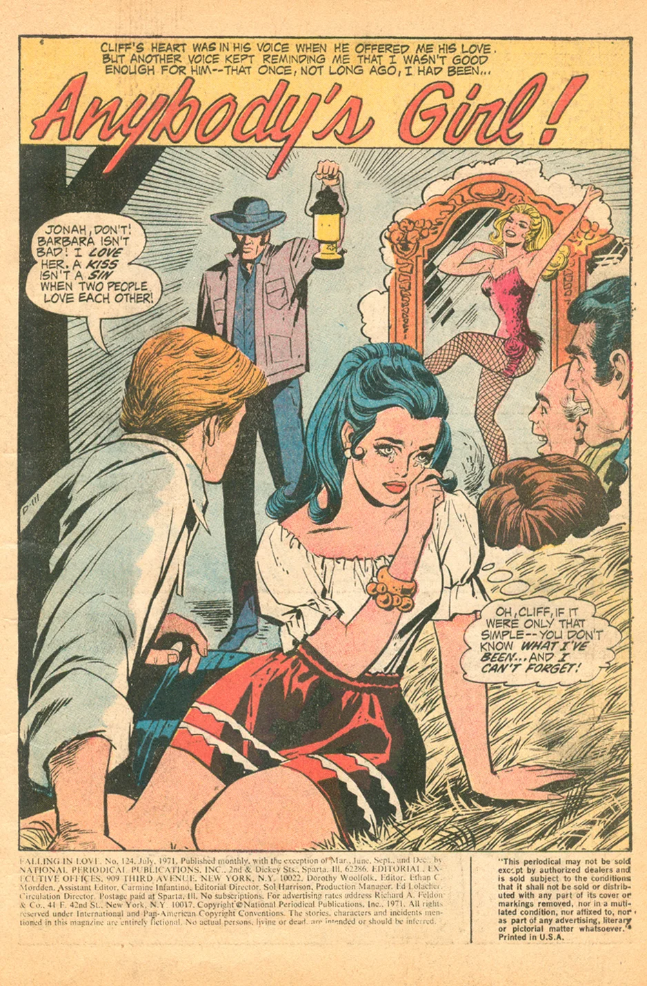 Cover by Bob Oksner Falling in Love #124 (July 1971) romance comic book sequential crush