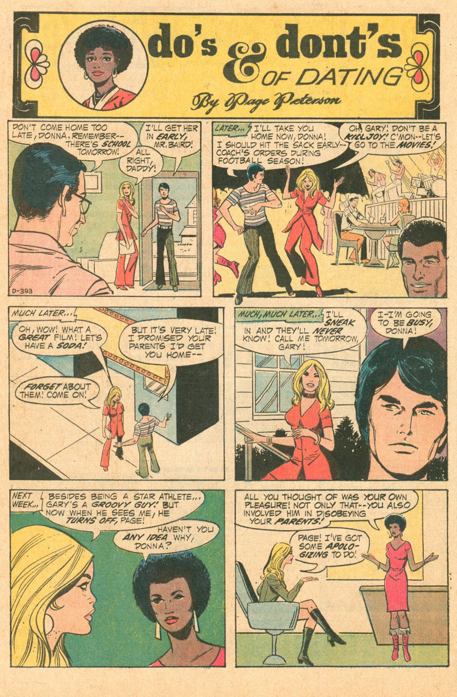 "Do's & Dont's of Dating by Page Peterson" Young Romance #181 (April 1972)