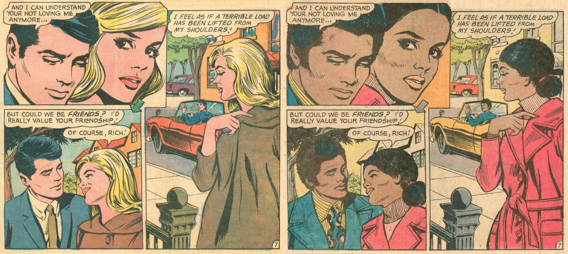 Romance comic book stories recolored for diversity DC comics 1970s african american characters