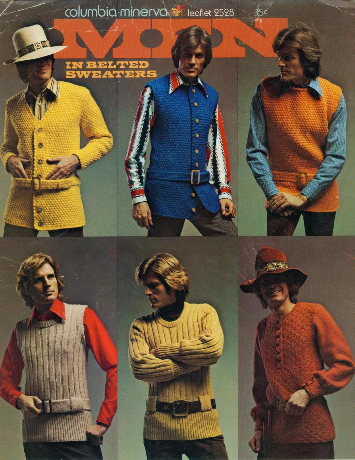 Men in belted sweaters 1970s knitwear and fashion
